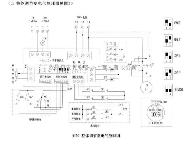 dzw10整体调节型防爆阀门电动执行器端子接线图