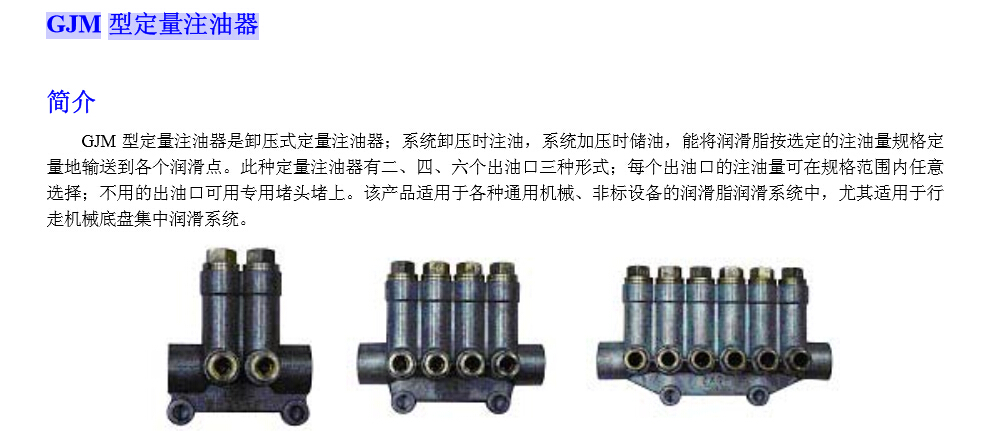 gjm型定量注油器建河厂家现货品质供应