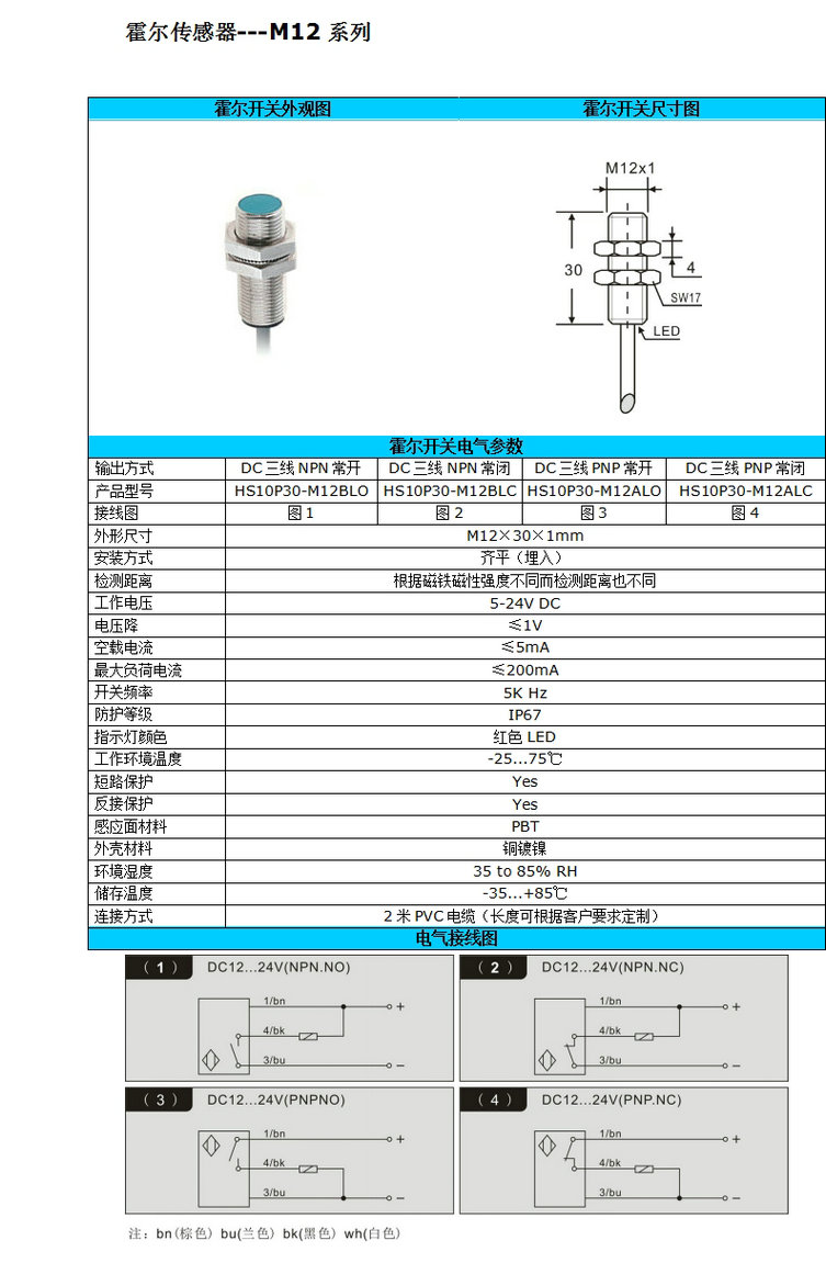 m12霍尔开关,霍尔传感器