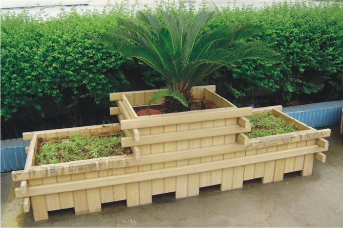 防腐木花箱实木花盆花槽山东厂家定制木花箱