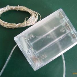 电池盒铜线灯 LED铜线灯串 服装铜线灯 3米30灯