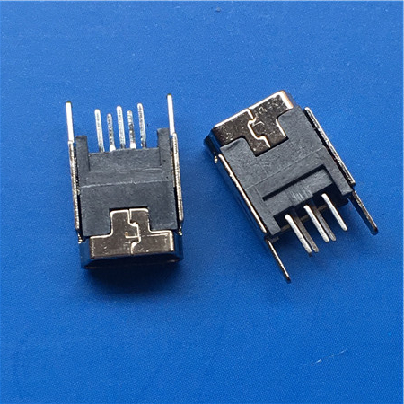 直插mini usb母座5p 180度插板 直脚立式 铜壳